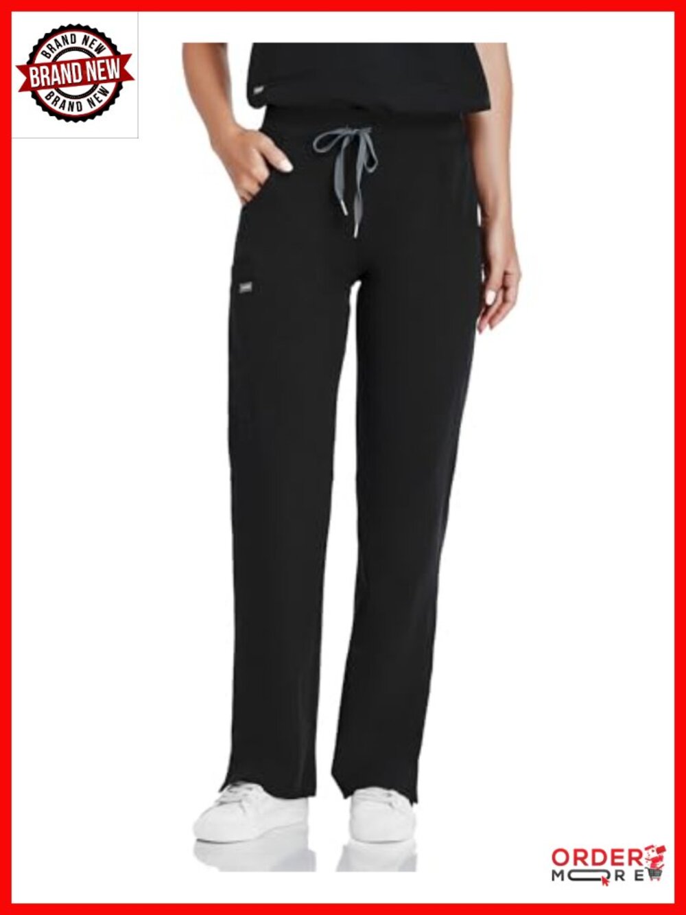 Women's Knit Yoga Waistband Straight Leg Cargo Scrub Pants